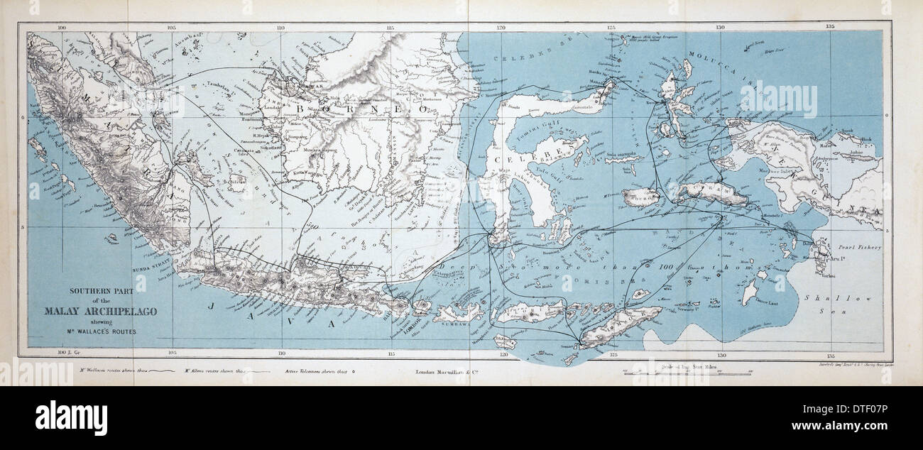 Karte von dem Malaiischen Archipel Stockfoto