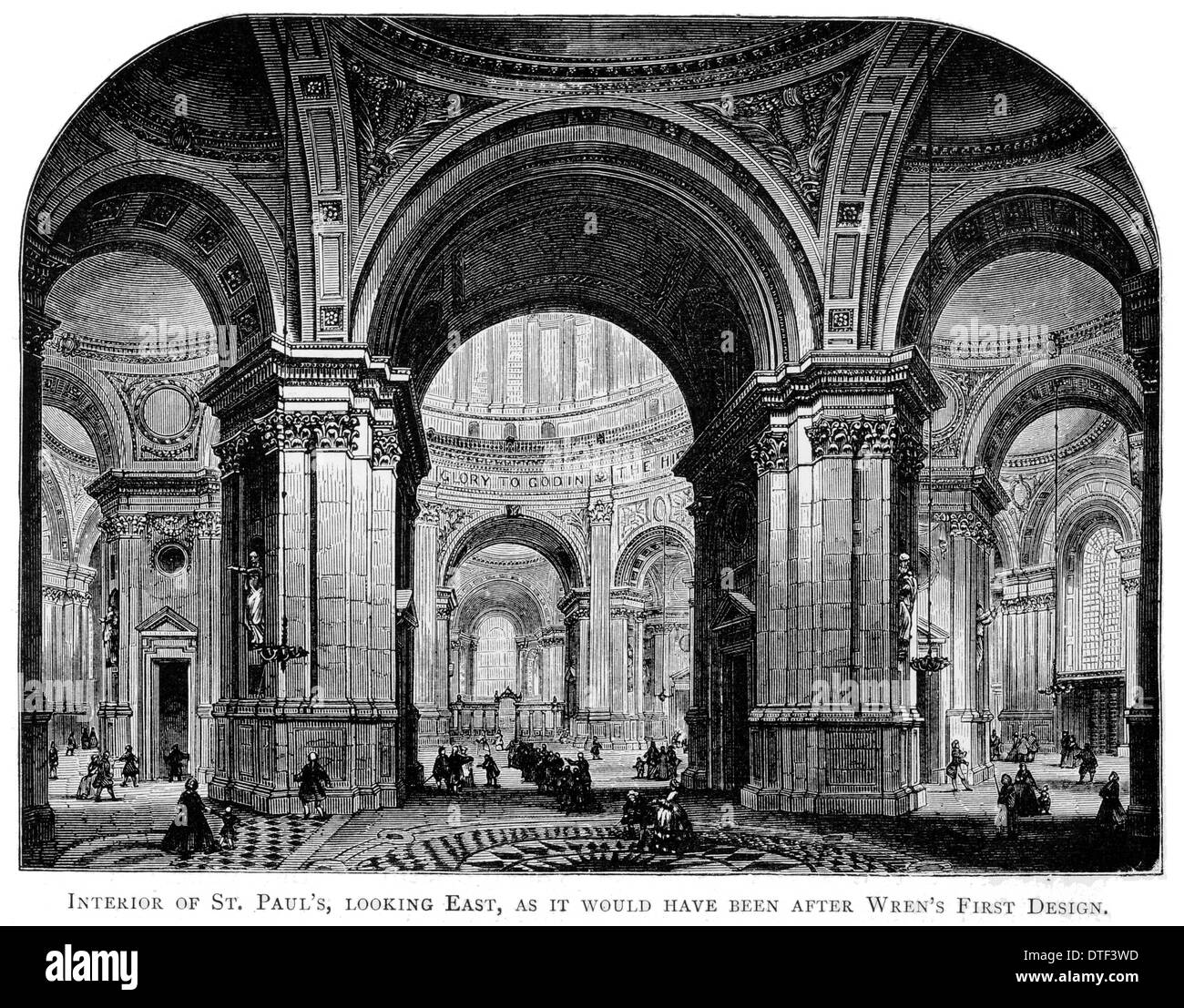 Innere des Saint Pauls Blick nach Osten, wie es, nach Wren es erste Design gewesen wäre Stockfoto