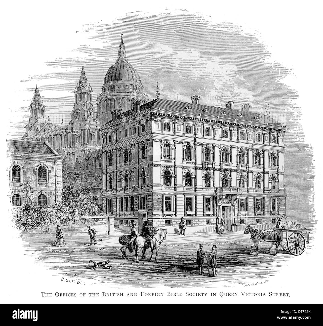 Die Büros der britischen und ausländischen Bibelgesellschaft in Queen Victoria Street Circa 1890 Stockfoto