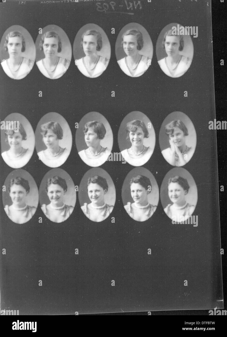 Diese zusammengesetzte Fotografie aus dem Jahr 1933 fängt das Bild von vier Frauen ein und bietet einen Einblick in die frühe Geschichte der Porträtfotografie und in die Archive der Miami University. Stockfoto
