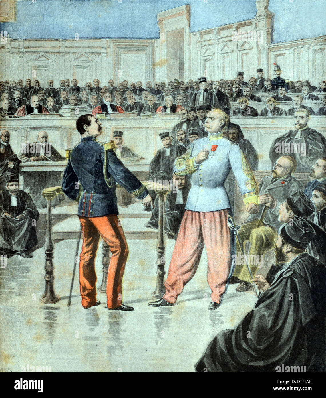 Zola-Affäre. Im Inneren des Gerichtsgebäudes während des Prozesses von Emile Zola, Paris 1898 Stockfoto