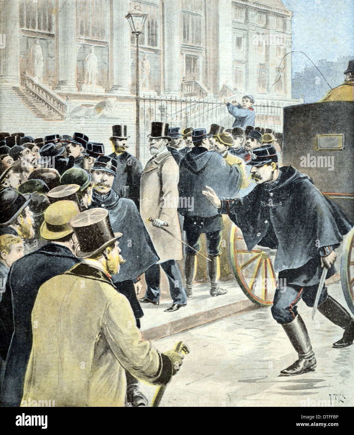 Zola Angelegenheit. Vor dem Gerichtsgebäude während des Versuches von Emile Zola, Paris 1898 Stockfoto