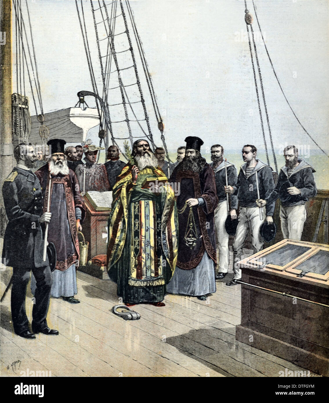 Taufe des Strela Royal Yacht des russischen Großfürsten Alexei Alexandrowitsch Romanow von Russland Leutnant der Russischen Marine 1891 Stockfoto