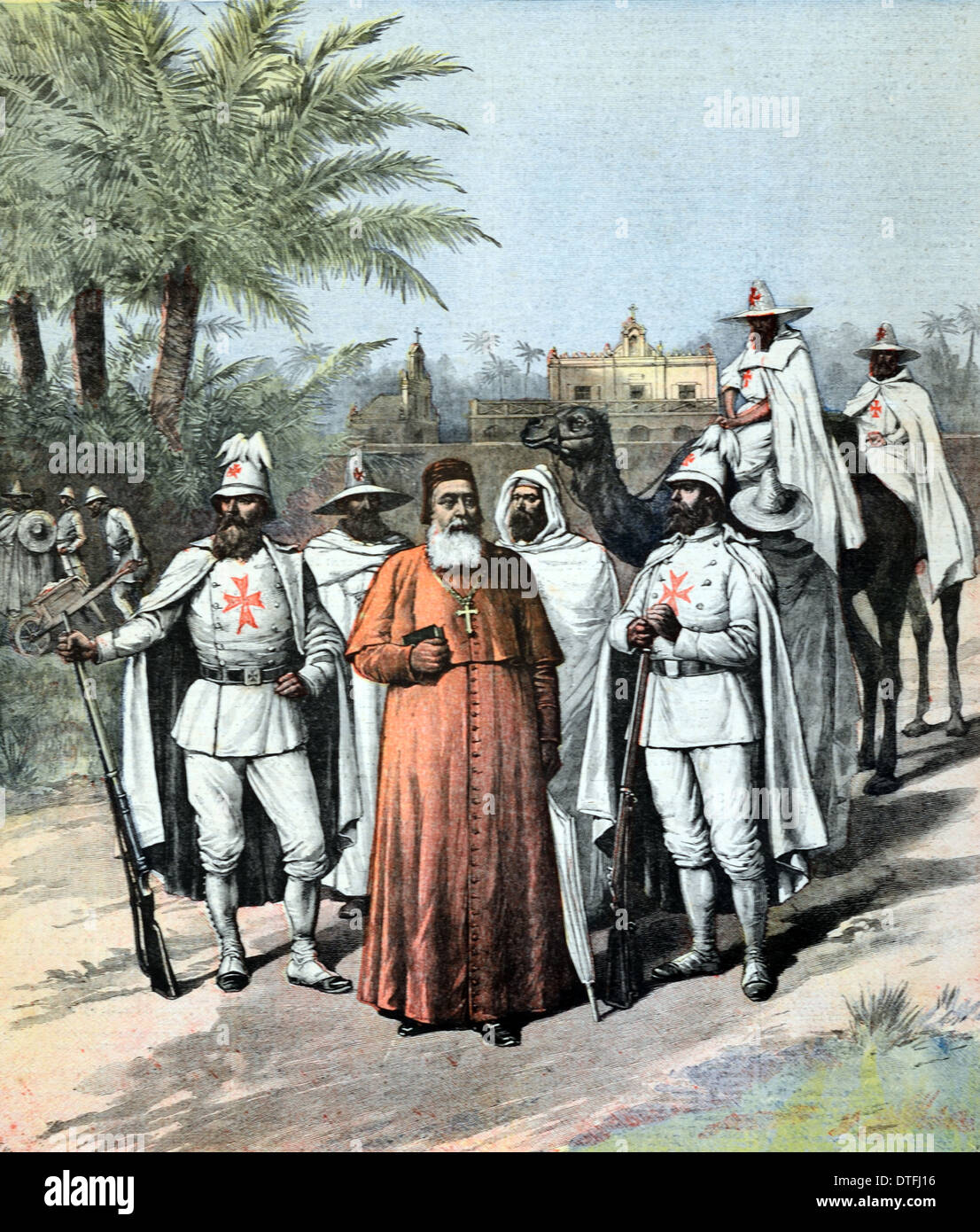 Abschaffung der Sklaverei in Afrika. Kardinal Charles Lavigerie (1825-92) und die weißen Brüder Anti-Sklaverei Missionare Stockfoto