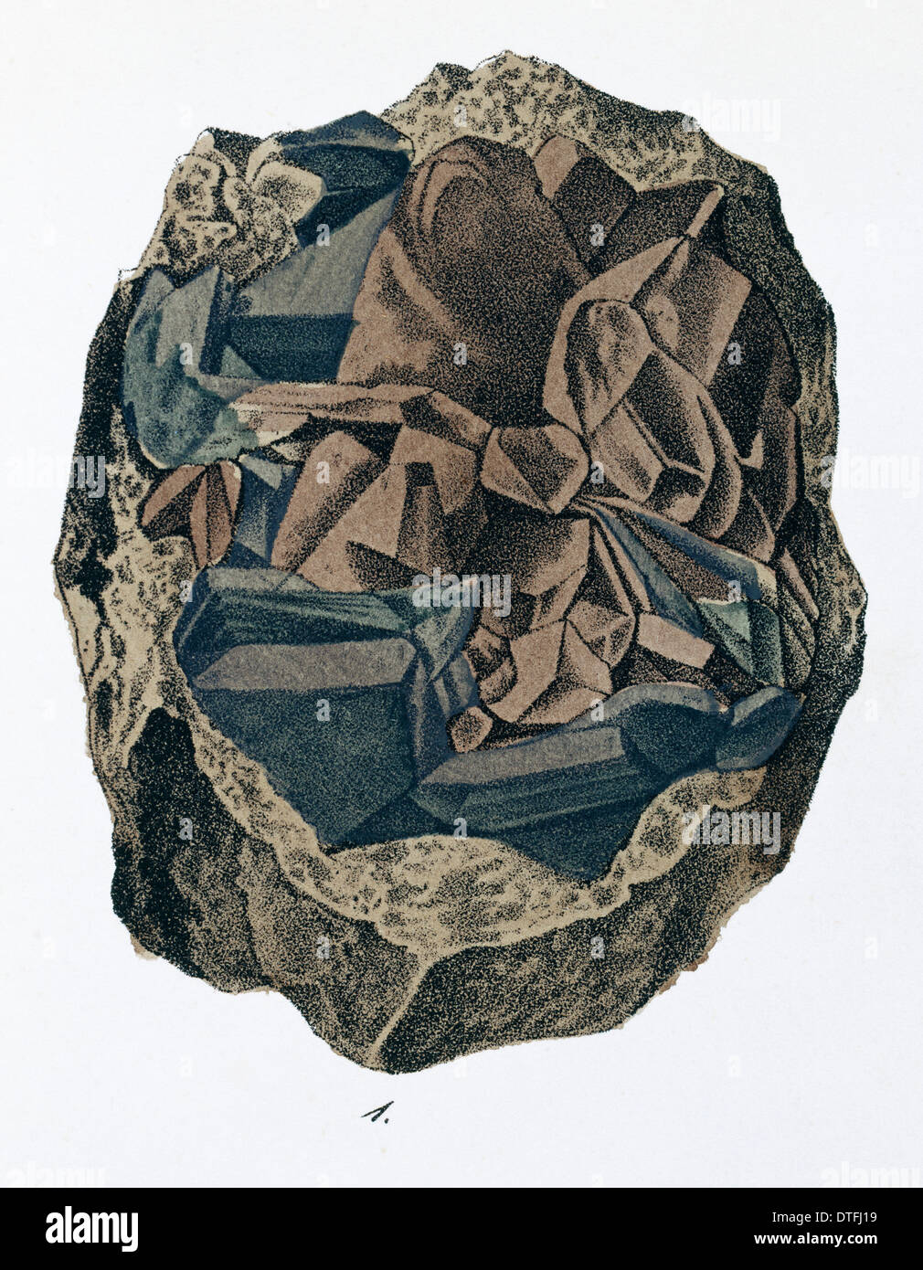 Platte 10, Bild 1 von Mineralienbuch Stockfoto