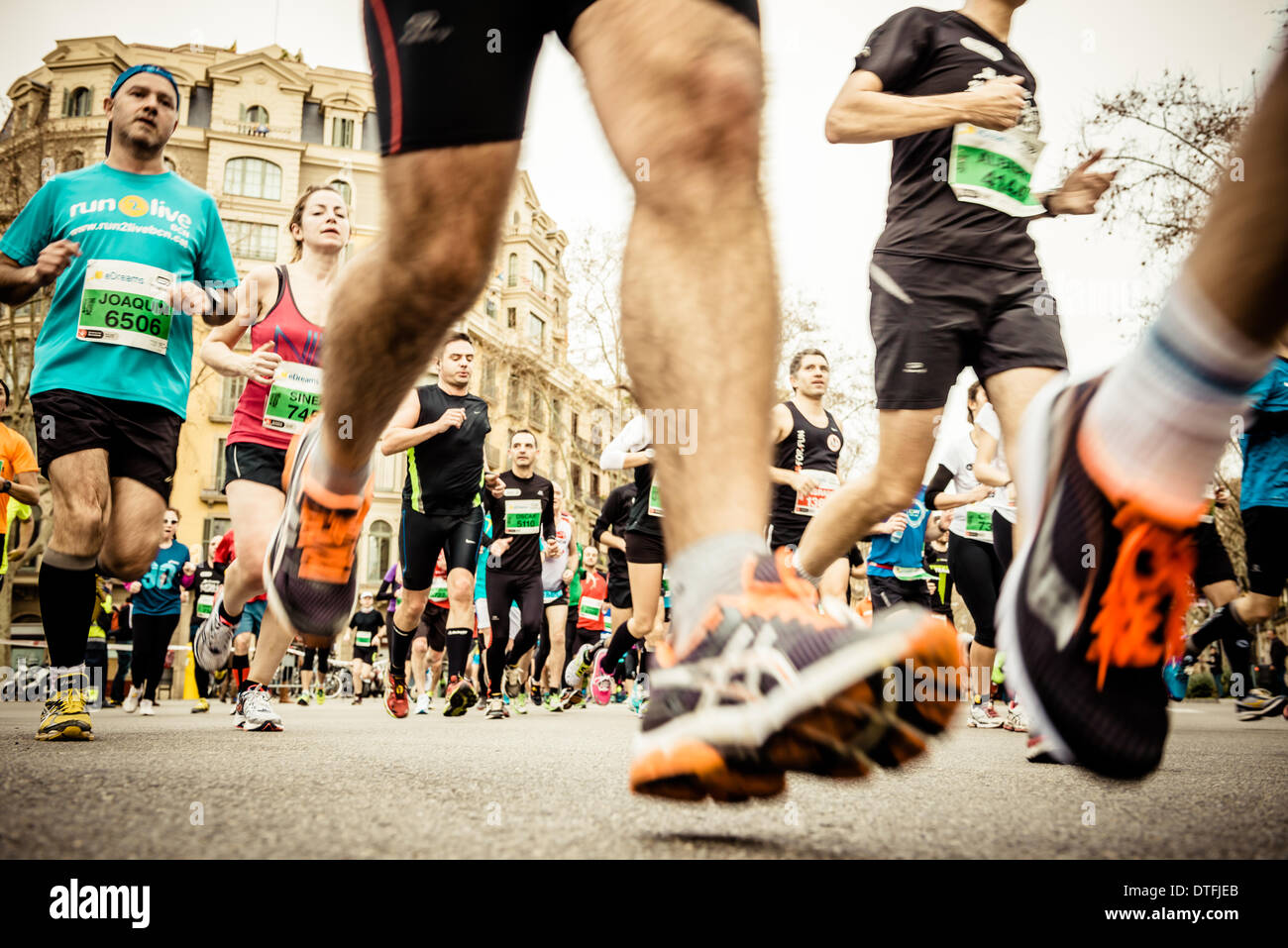 Barcelona, Spanien. 16. Februar 2014.  : Rund 14,000 Läufer konkurrieren bei der 24. Auflage des Halbmarathons Barcelonas © Matthi/Alamy Live News Bildnachweis: Matthi/Alamy Live-Nachrichten Stockfoto