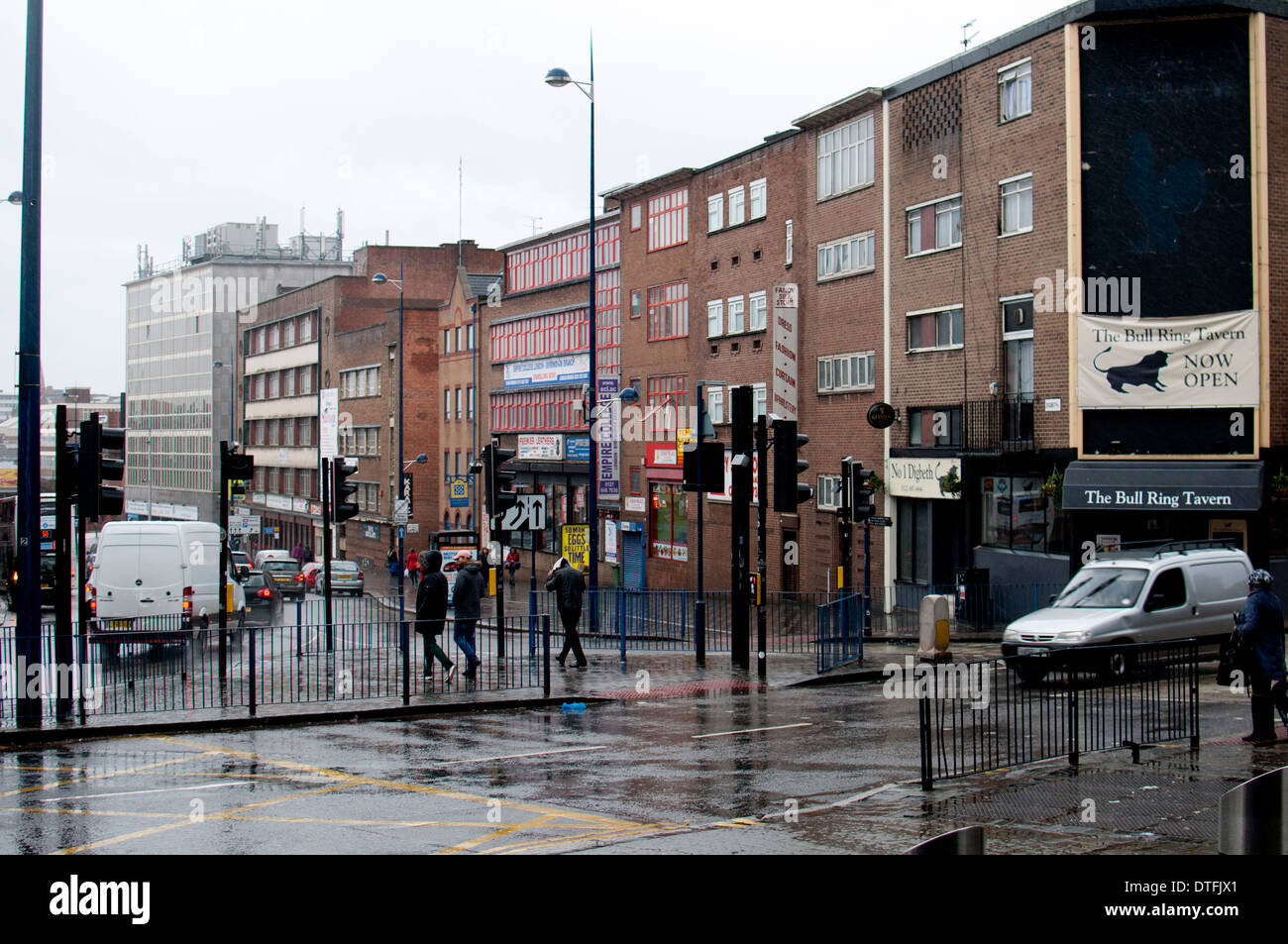 Digbeth bei nassem Wetter, Birmingham, UK Stockfoto