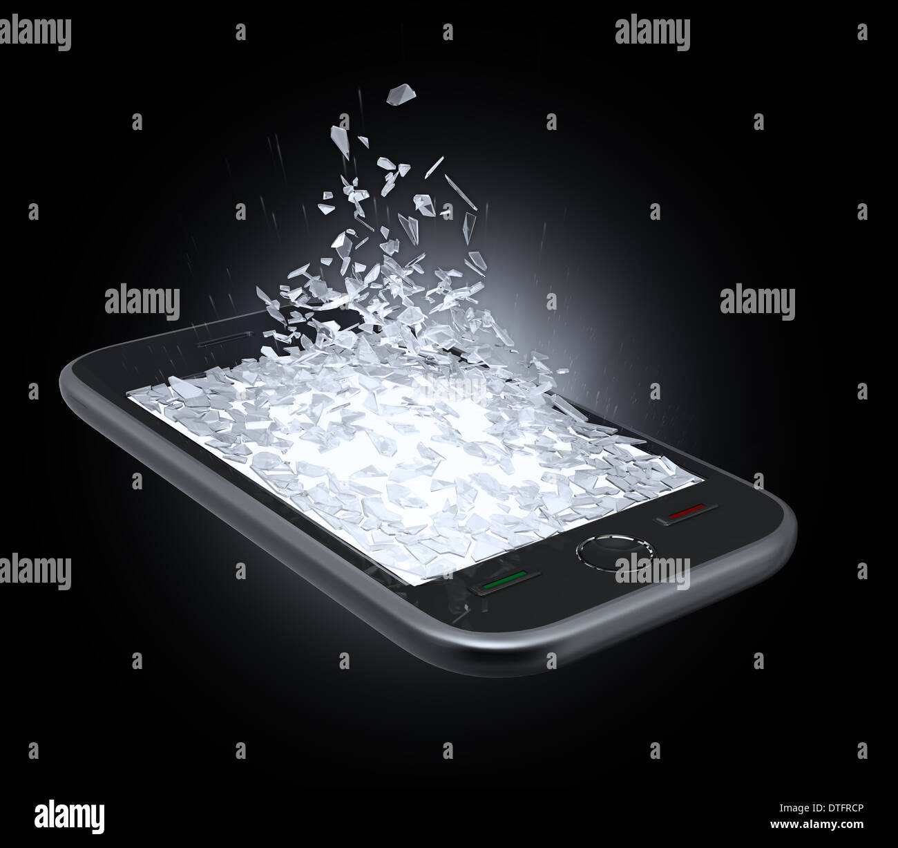 Ein smart Phone Bildschirm wird zerschlagen Stockfoto