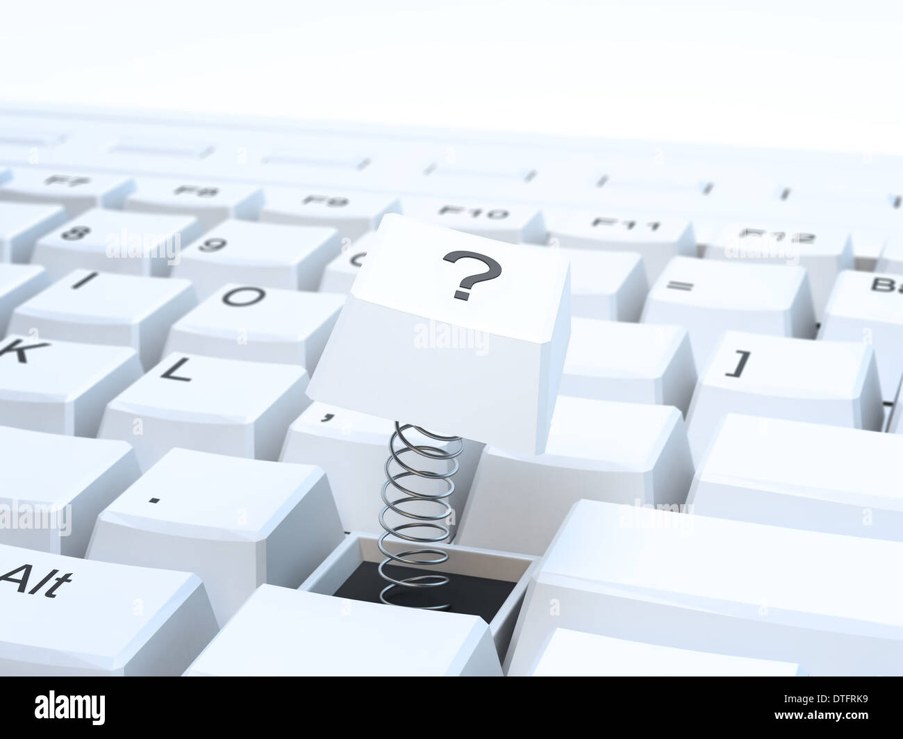 Eine Computer-Tastatur mit dem Fragezeichen-Schlüssel gebrochen Stockfoto