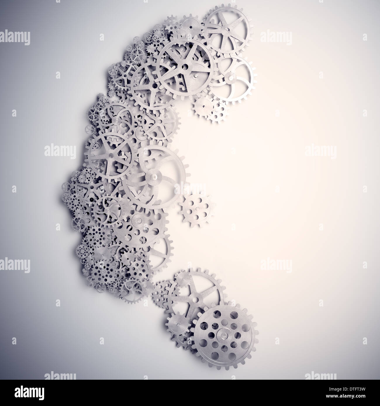 Rädchen, Räder und Getriebe bilden einen Kopf zu gestalten - Psychologie und Kreativität-Konzept-Illustration Stockfoto