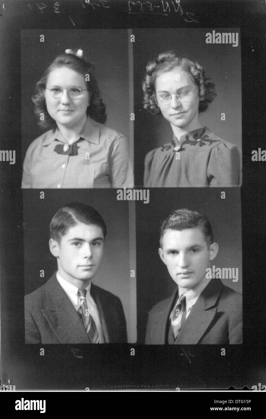 Jahrbuchporträts von Schülern der McGuffey High School im Jahr 1939, die das Schulleben und die Traditionen der Schüler in der Zeit vor dem Zweiten Weltkrieg dokumentieren. Stockfoto