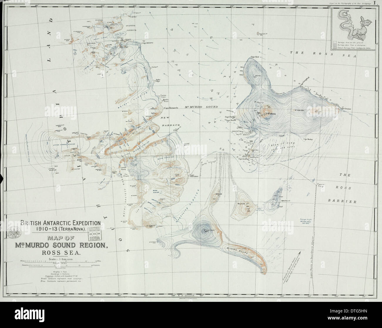 Karte der Region McMurdo-Sund Stockfoto