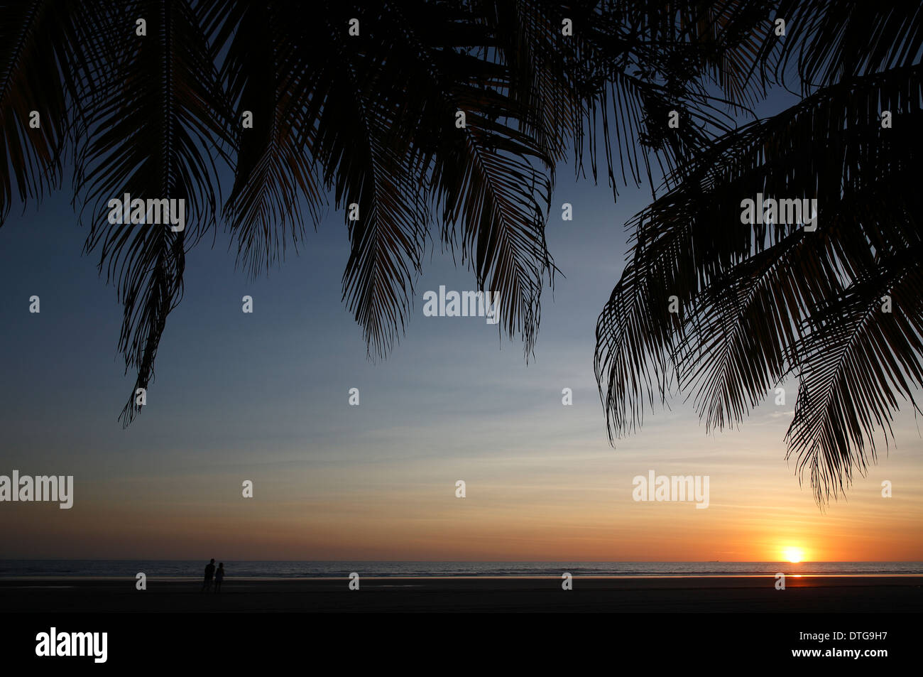 Mechapa Nicaragua Palmen Pazifikküste Strand Sonnenuntergang Stockfoto