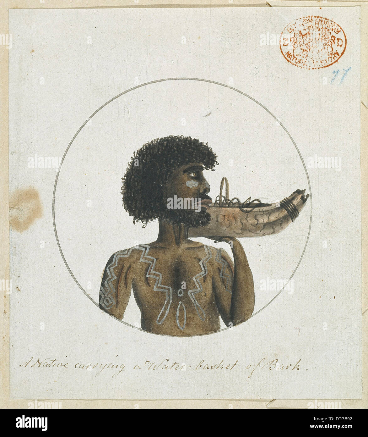 Porträt von einem Aborigine Mann trägt einen Korb Stockfoto