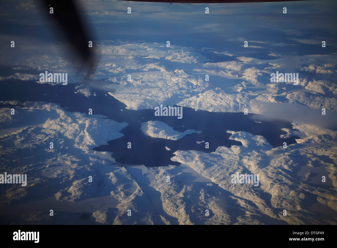 Blick von oben von der Ostgrönland Stockfoto
