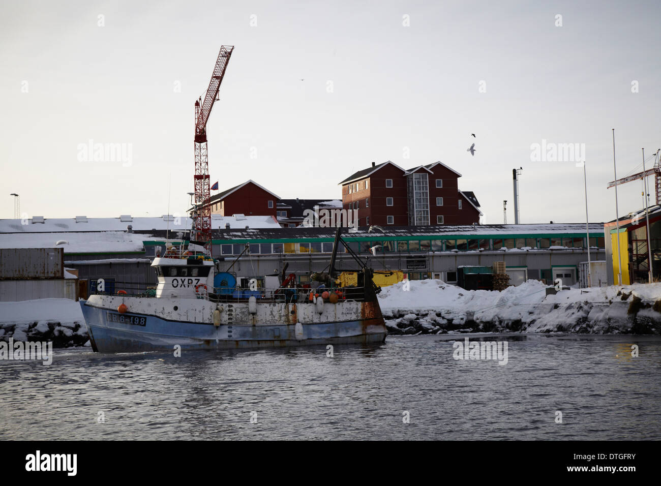Angelboote/Fischerboote im Hafen von Nuuk Stadt, Grönland Stockfoto