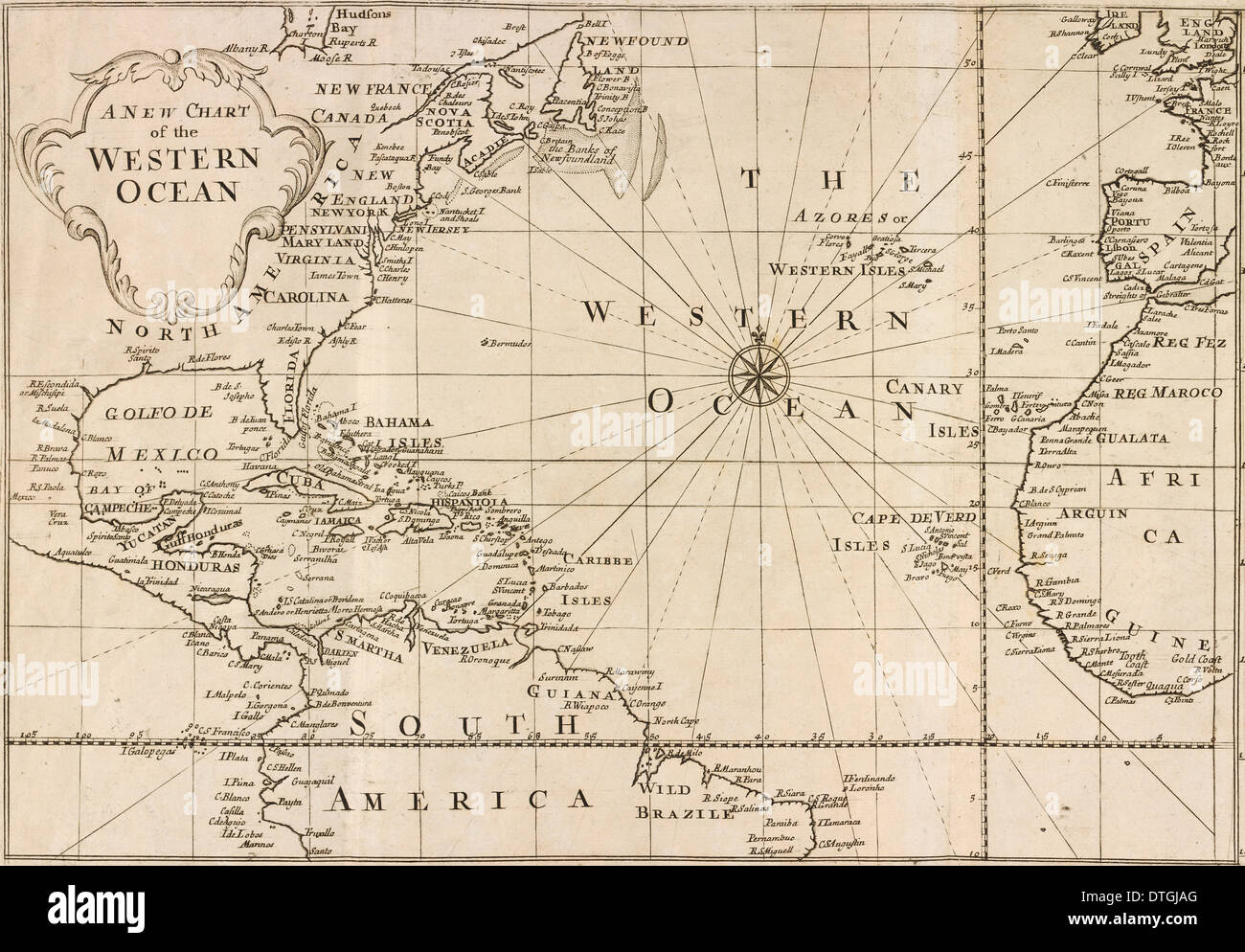 Karte der westlichen Ozean Stockfoto