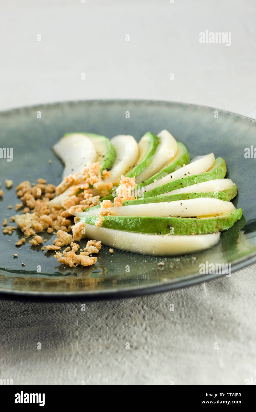 Avocado und Birne carpaccio Stockfoto