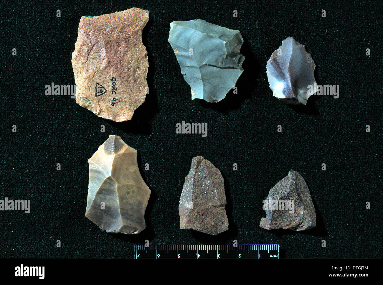 Neandertaler Steinwerkzeuge Stockfoto