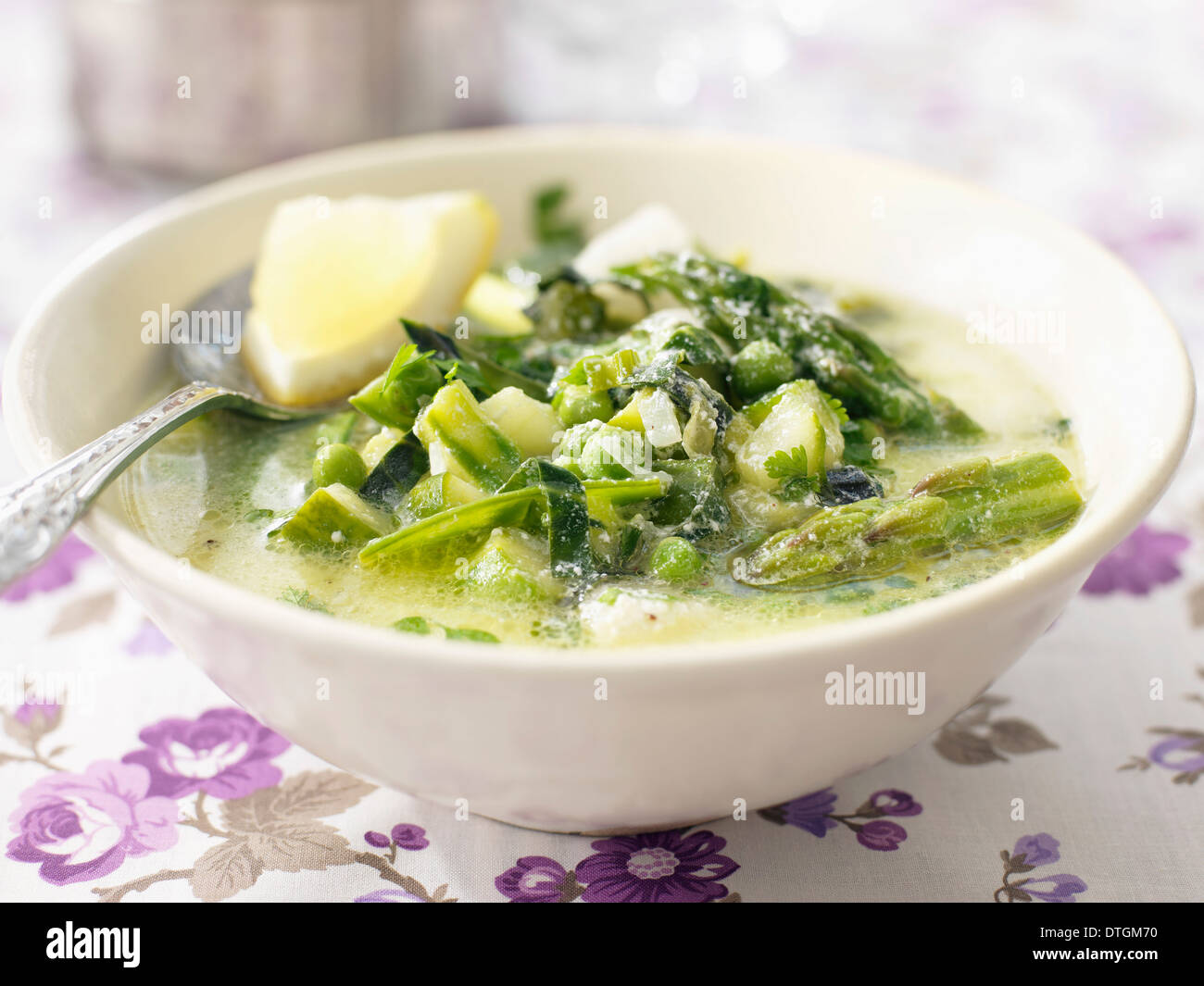 Spargel-Joghurt-Suppe Stockfoto