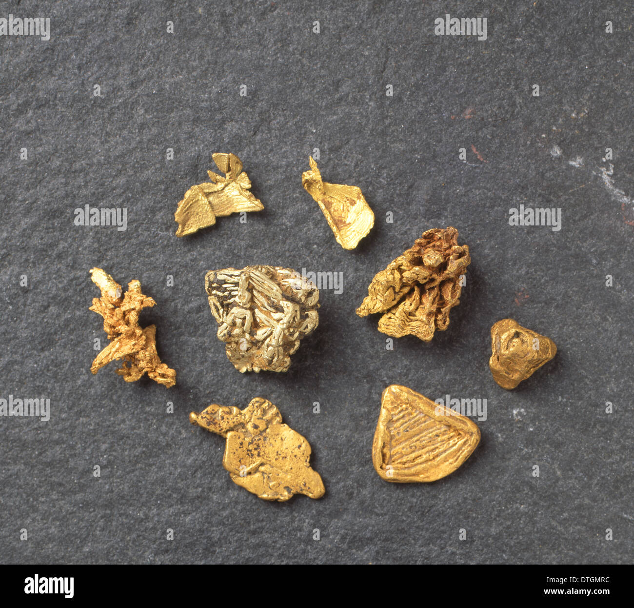 Diverse gold-nuggets Stockfoto
