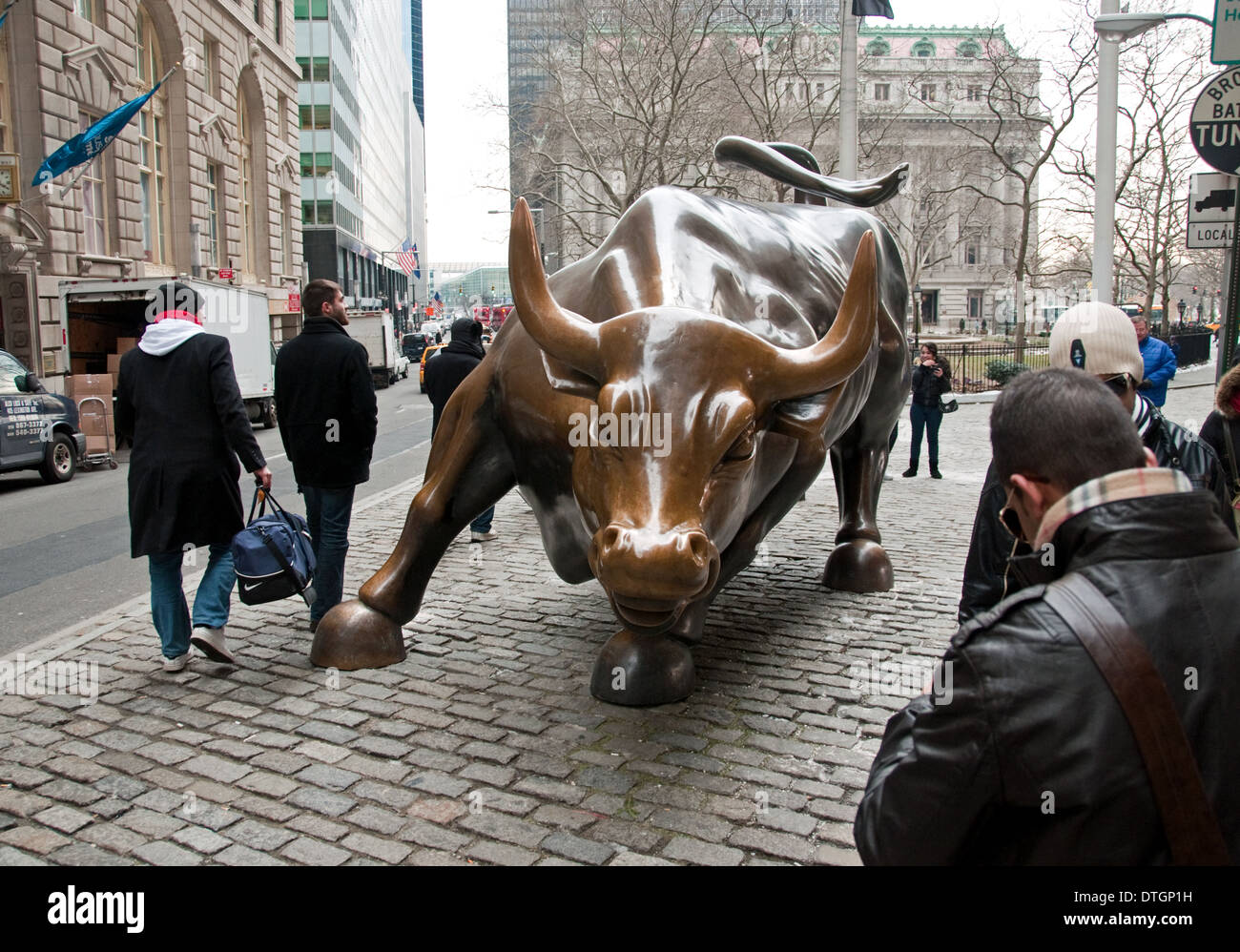 Wall Street Bull, Arturo De Modica, Bowling Green Park, Manhattan, USA Stockfoto