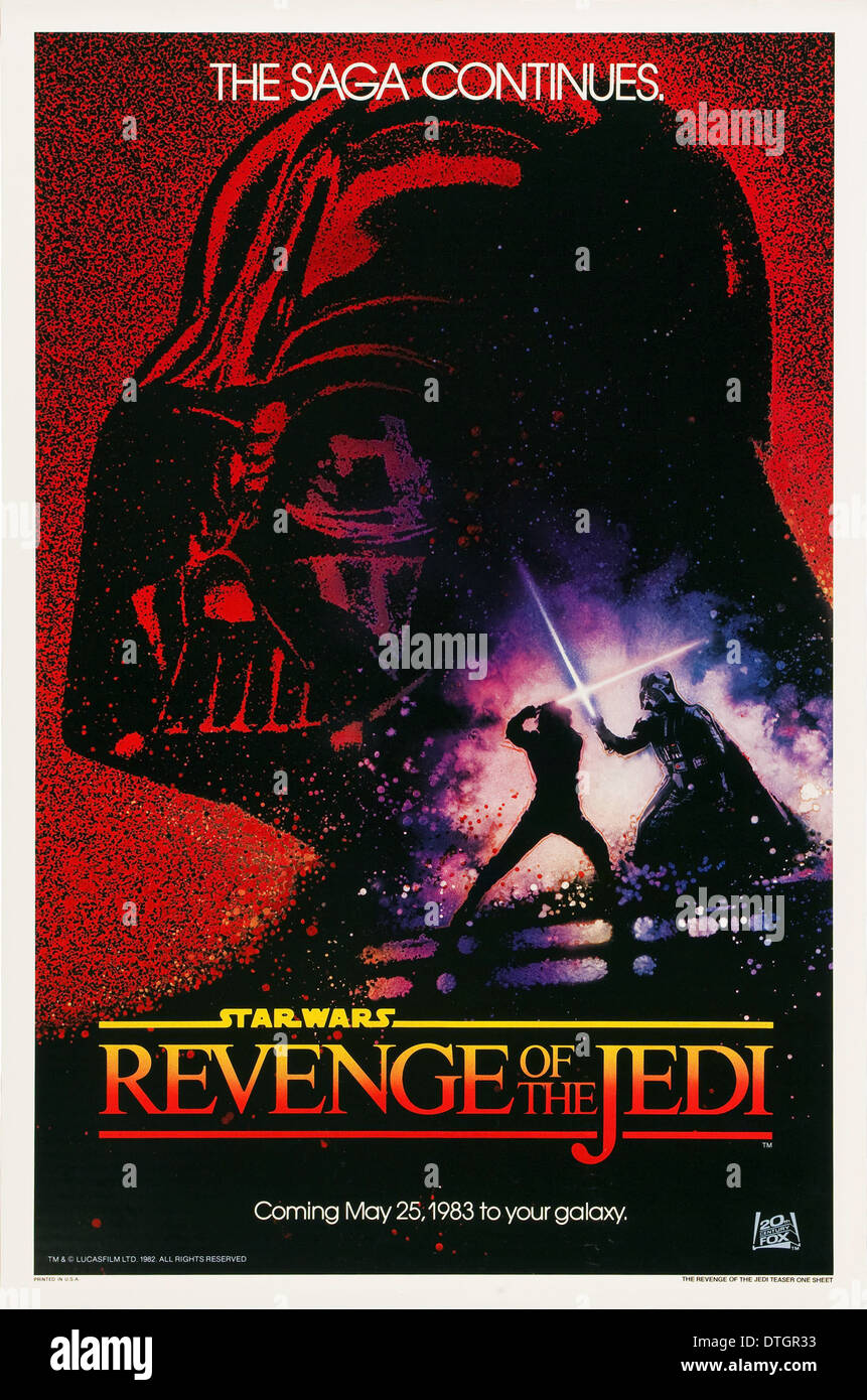 Filmplakat für 1983 dritten Star Wars-Film, ursprünglich unter dem Titel die Rache der Jedi-Ritter Stockfoto