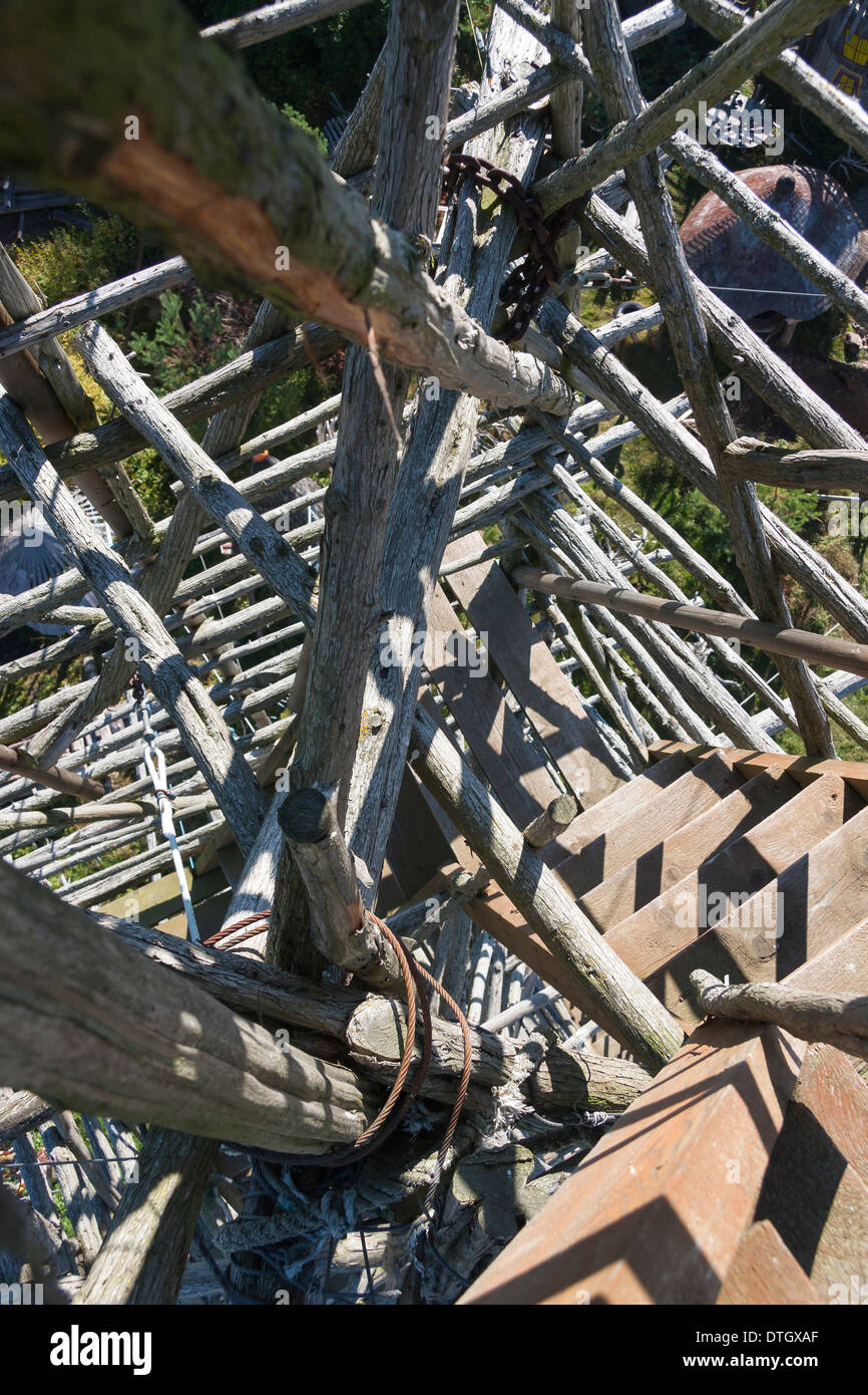 Nahaufnahme von Konstruktionsdetails der Holzturm Stockfoto