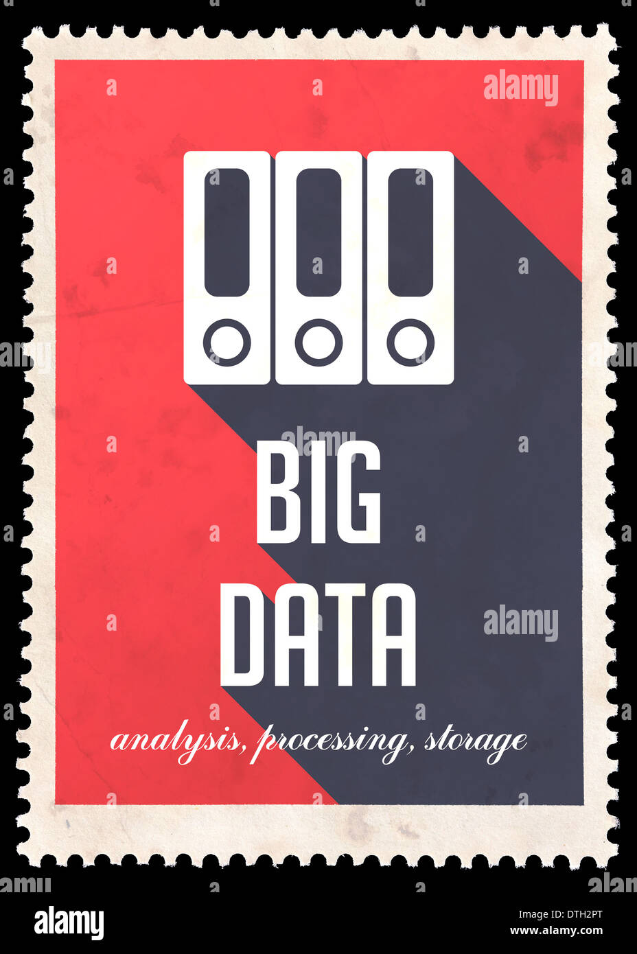 Big Data im rot im Flat Design. Stockfoto