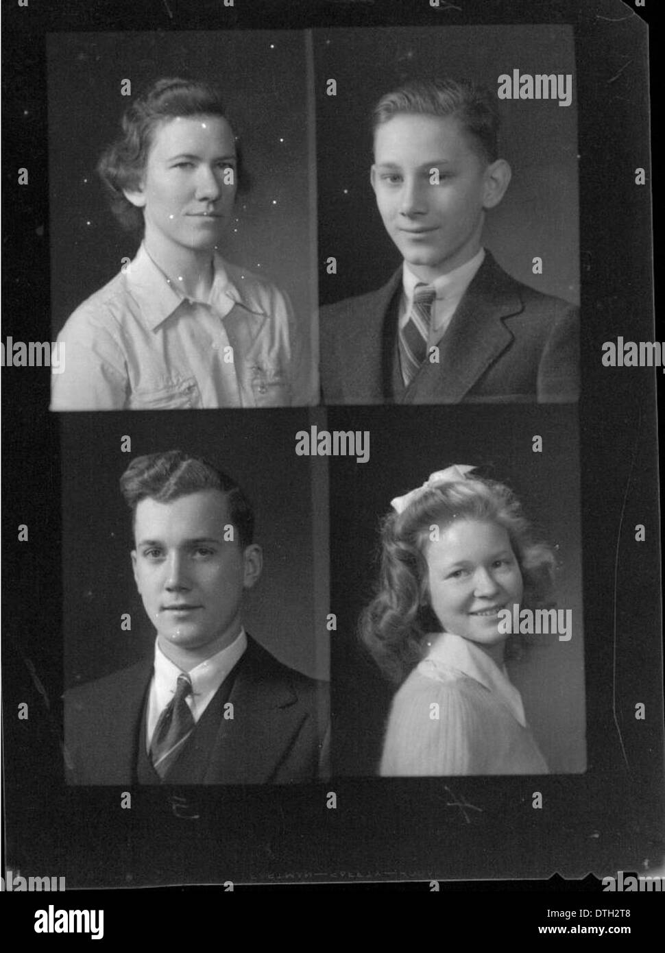 Die 1938 Jahrbuchporträts der McGuffey High School in Ohio fangen die Gesichter der Schüler in ihrem letzten Jahr ein. Diese Porträts spiegeln den Stil und die fotografischen Techniken der Epoche wider. Stockfoto