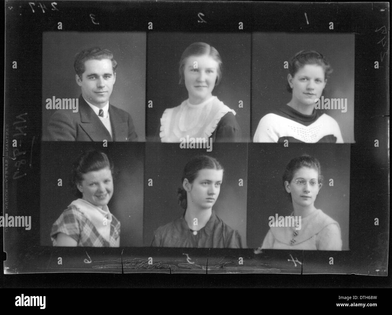 Die Jahrbuchporträts der McGuffey High School aus dem Jahr 1935 erfassen Schüler in einem historischen Moment und bieten einen Einblick in Mode, Stil und Studentenleben dieser Zeit. Diese Porträts spiegeln die Jugendkultur und die soziale Dynamik der Epoche wider. Stockfoto