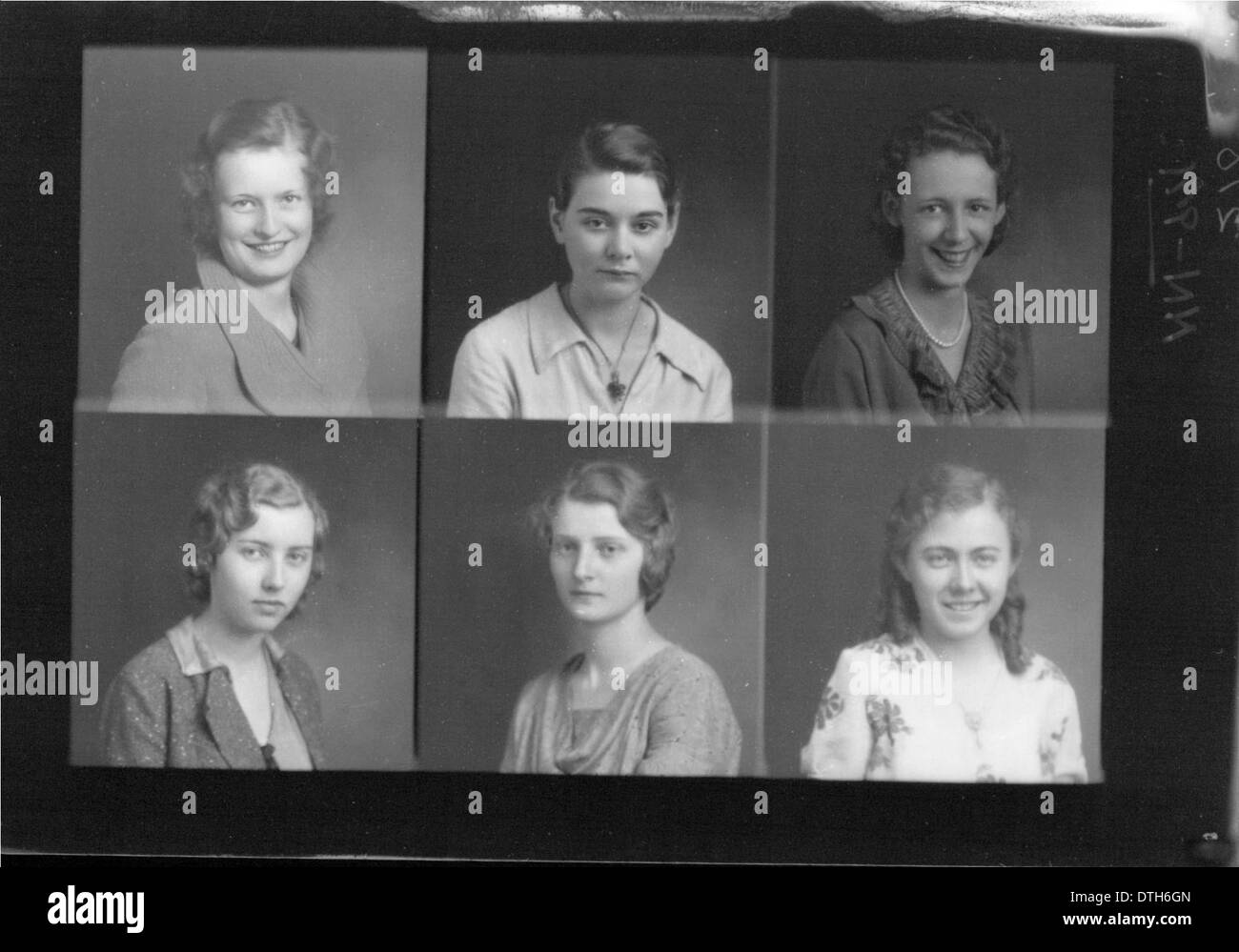 Porträtfotos aus dem Jahrbuch der McGuffey High School, die Schüler im historischen Kontext festhalten. Diese Porträts bieten einen Einblick in die Schulgemeinschaft und ihre Schüler während dieser Zeit. Stockfoto