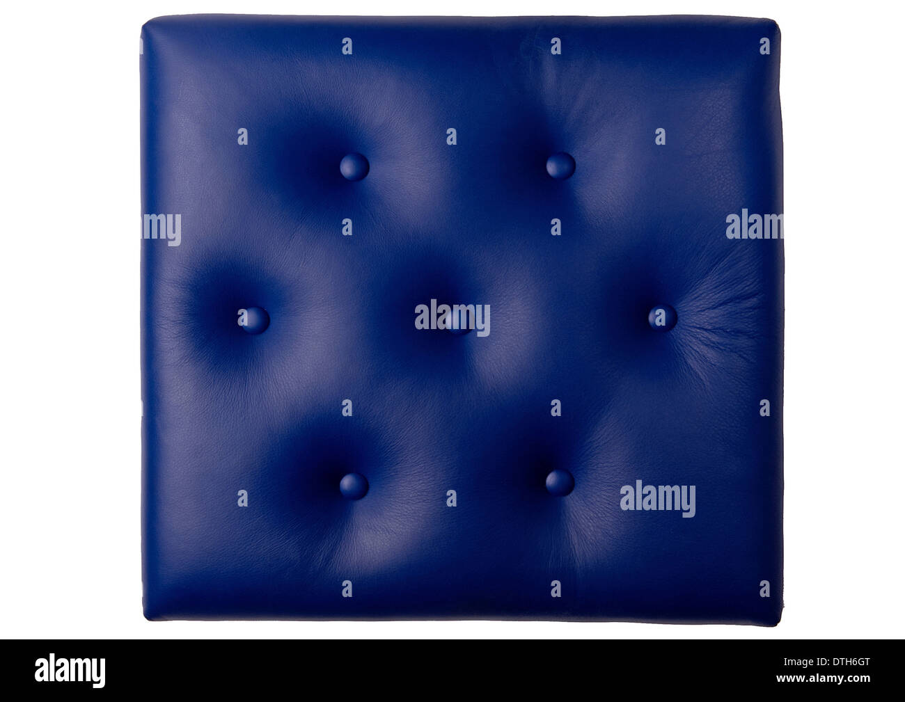 Schaltfläche "sieben" gepolstert blau Leder board Stockfoto