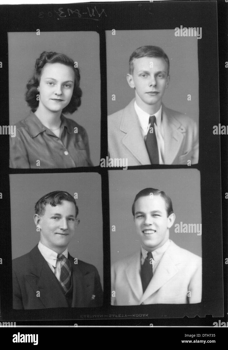 Diese Sammlung von Porträts aus dem Jahrbuch der McGuffey High School von 1941 gibt einen Einblick in das damalige Studentenleben. Die Bilder erfassen die Gesichter der Schüler und die Atmosphäre der Schule Anfang der 1940er Jahre Stockfoto