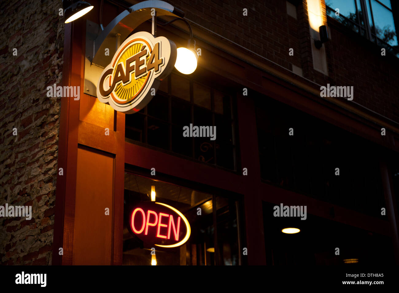 Vier 4 Café Restaurant, Market Square Knoxville Tennessee Stockfoto