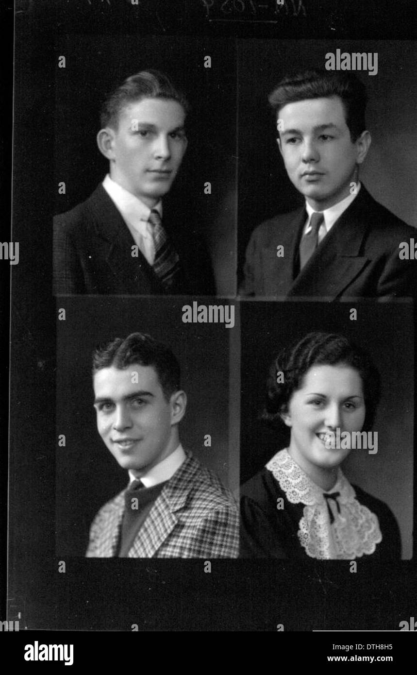 Diese 1938 Jahrbuchporträts der McGuffey High School erfassen die Schüler dieser Zeit und zeigen Mode, Frisuren und das Studentenleben der damaligen Zeit und bieten einen Einblick in die Kultur der späten 1930er Jahre in Ohio. Stockfoto