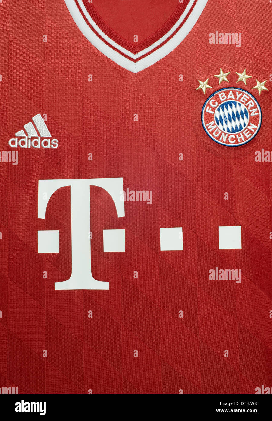 Nahaufnahme von der FC Bayern München Trikot Stockfoto