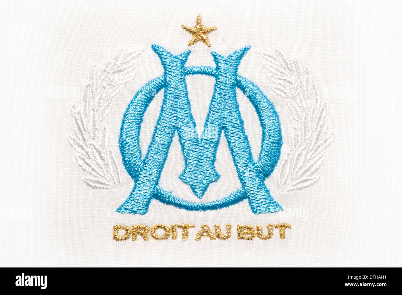 Nahaufnahme von Olympique de Marseille-Fußball-Trikot Stockfoto