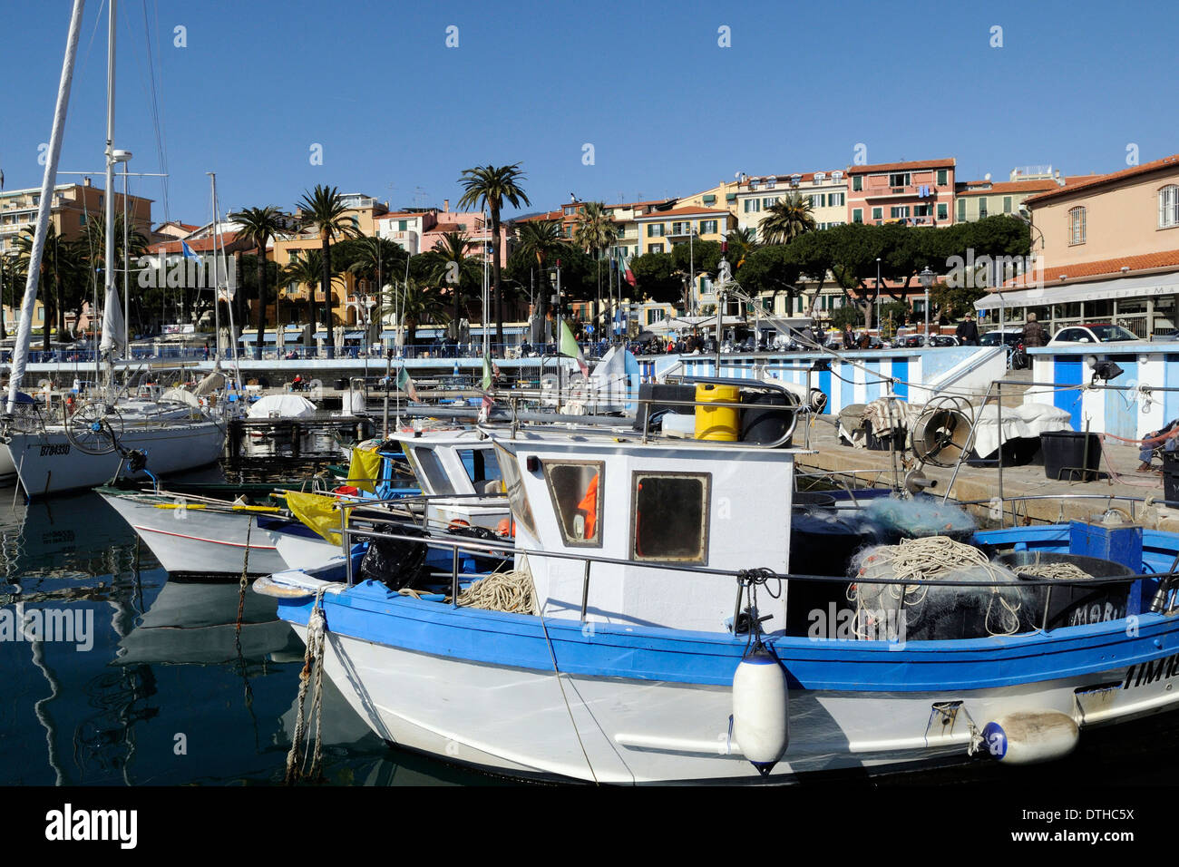 Blick auf den Fischerhafen von Sanremo Stockfoto
