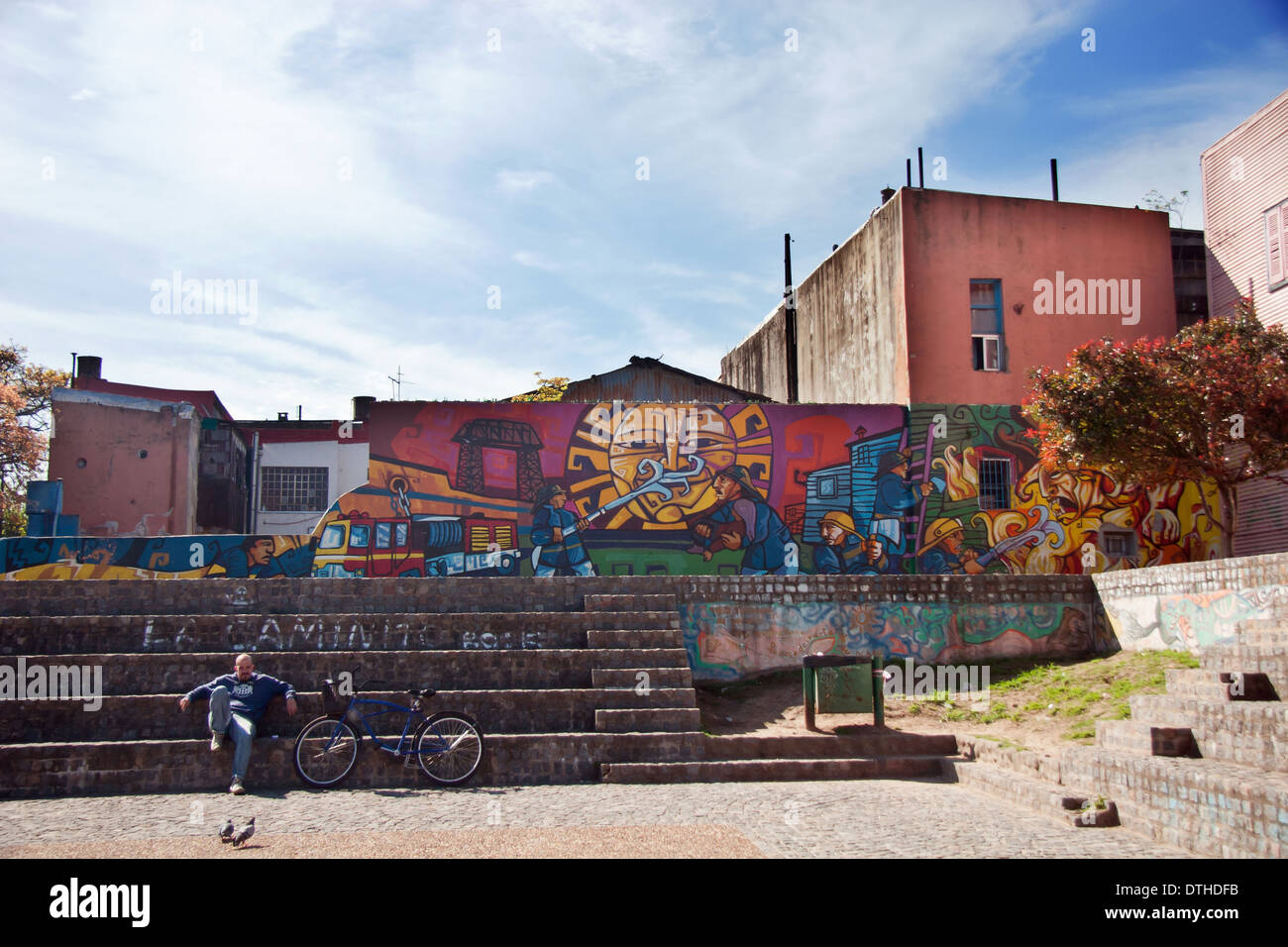 Wandbild in La Boca Nachbarschaft, Buenos Aires Stockfoto