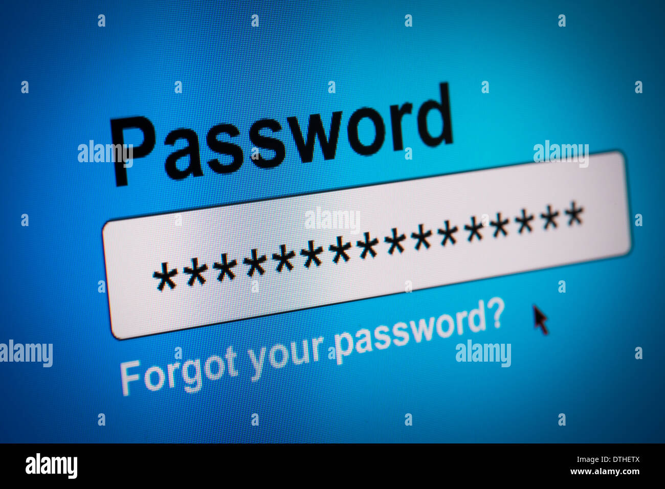 Nahaufnahme von Kennwortfeld im Internet-Browser Stockfoto