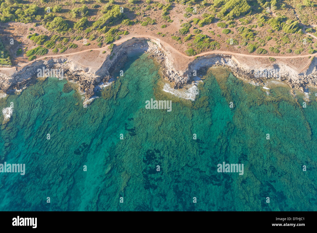 Mallorcas Küste in der Nähe von Betlem Resort, Artà Bereich. Luftaufnahme. Balearen, Spanien Stockfoto