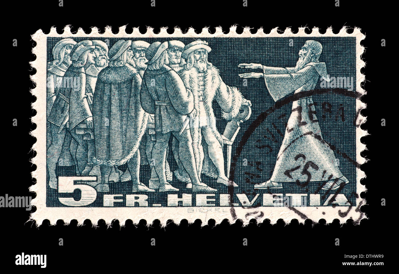 Briefmarke aus der Schweiz mit der Diät von Stans. Stockfoto