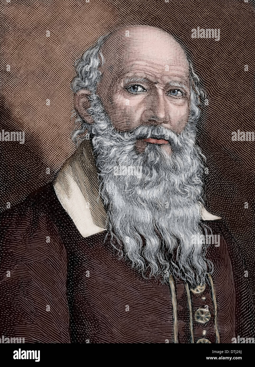Friedrich Ludwig Jahn (1778-1852). Deutscher Pädagoge. Porträt. Gravur. Farbige. Stockfoto