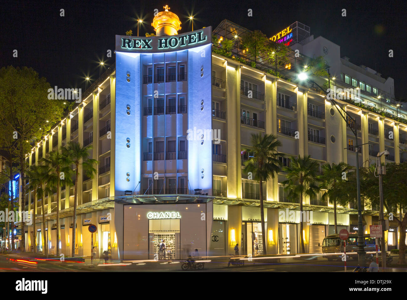 Rex Hotel in der Nacht, Ho-Chi-Minh-Stadt, Vietnam Stockfoto