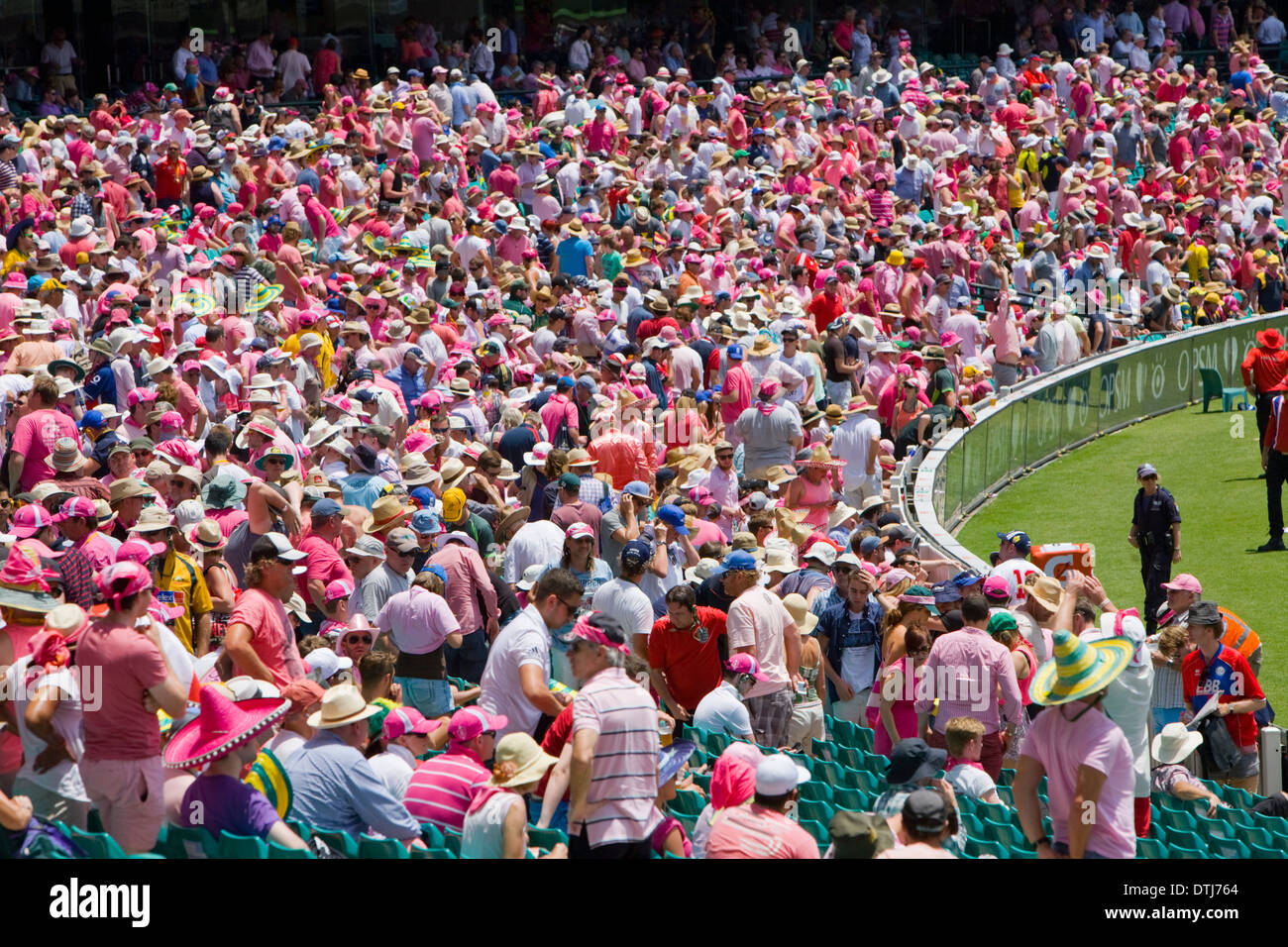 Rosafarbener Tag auf dem sydney Cricket Ground während des 5. Aschetests im Januar 2014, Sydney, NSW, Australien Stockfoto