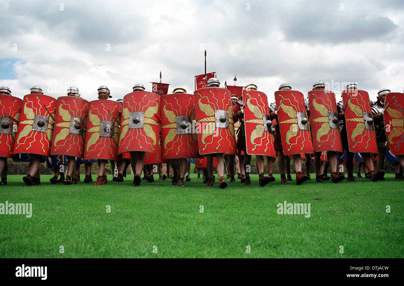 RÖMISCHE REENACTMENT, CAERLEON AMPHITHEATER. Stockfoto