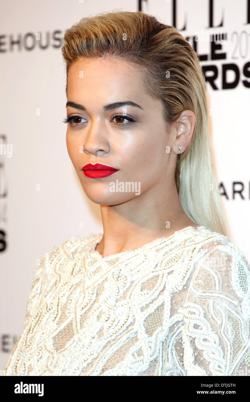 London, UK. 18. Februar 2014. Rita Ora Ankunft für 2014 Elle Style Awards, bei 1 Embankment, London. 18/02/2014/Picture Alliance Credit: Dpa picture-Alliance/Alamy Live News Stockfoto