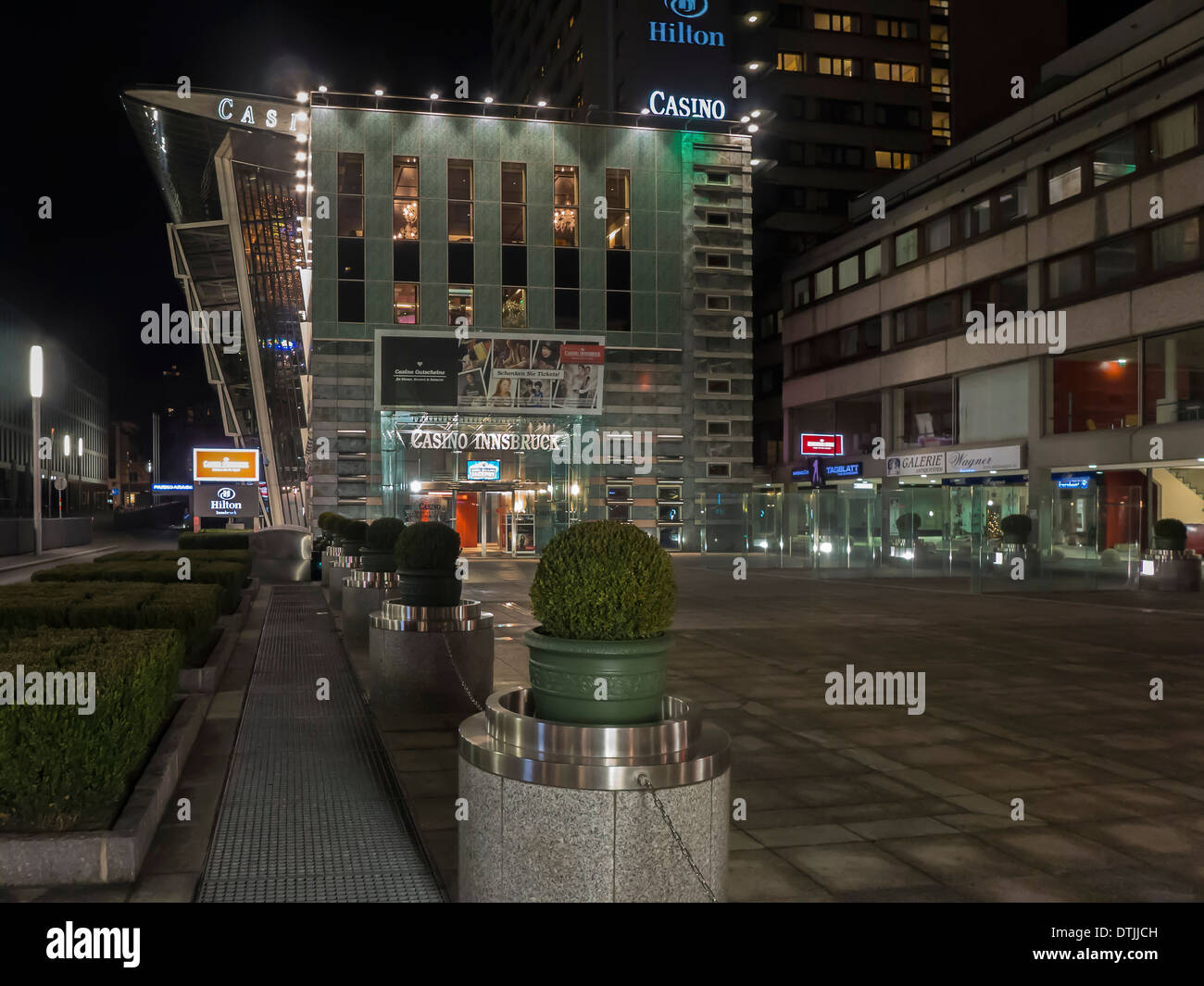 Glücksspiel Casino und Hilton Hotel, Innsbruck, Tirol, Österreich Stockfoto
