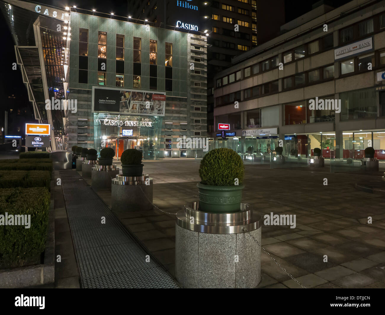 Glücksspiel Casino und Hilton Hotel, Innsbruck, Tirol, Österreich Stockfoto
